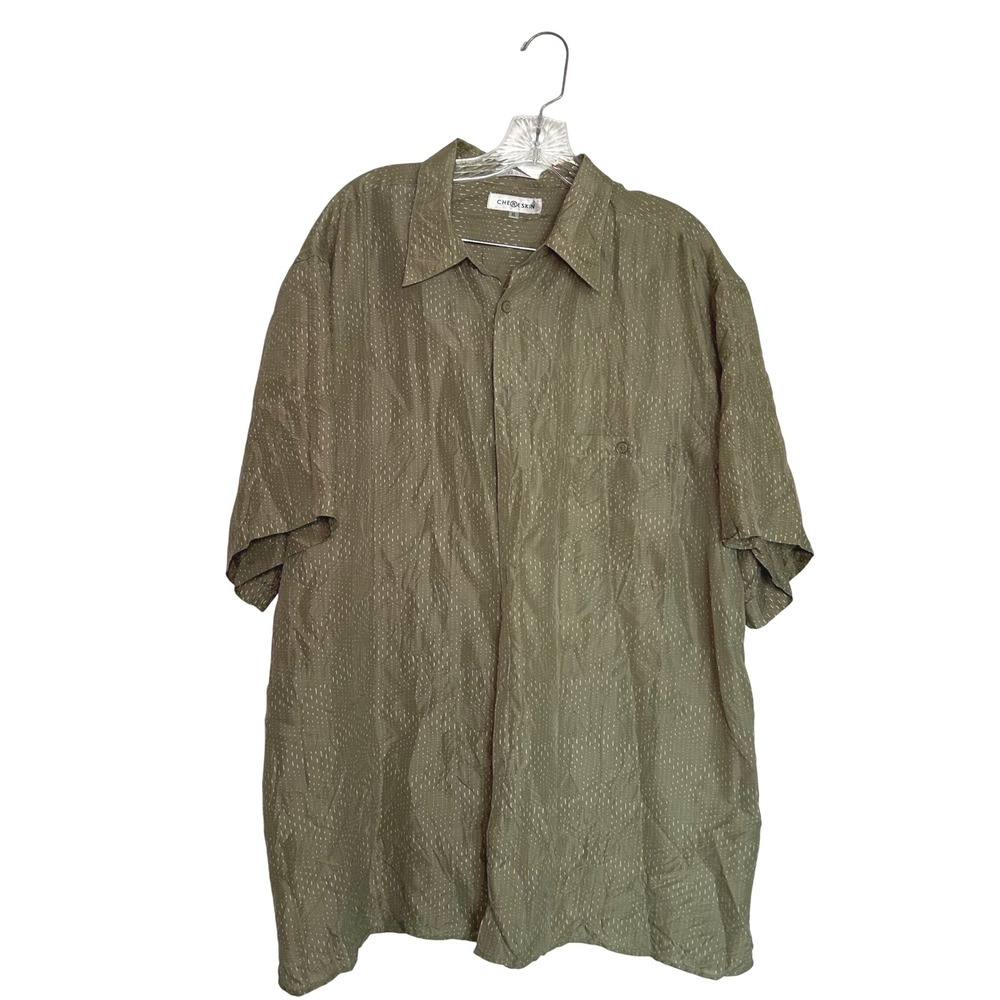 Chereskin Green button down shirt men's xl silk vintage lightweight summer event
